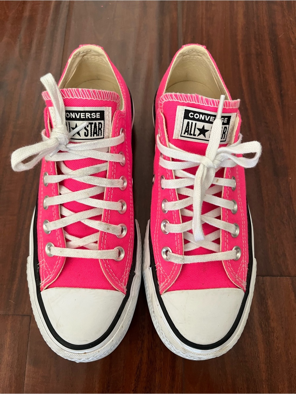 Converse Low Top Platform Sneakers - Bright Pink Canvas